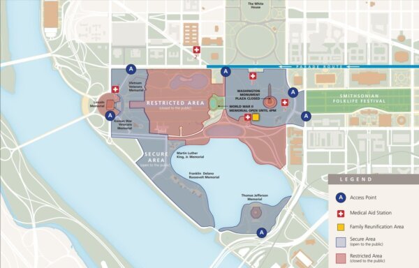 Fourth of July events map released by the National Park Service.