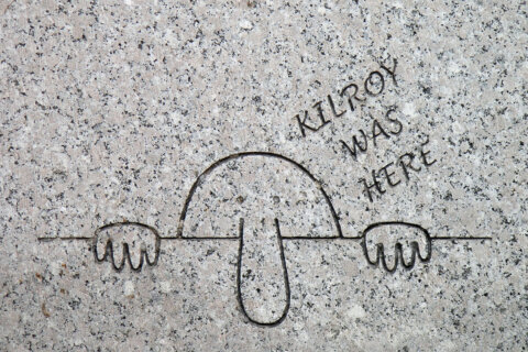 This obscure marker at DC’s WWII Memorial is thought to be the first ever meme